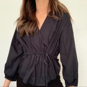 Oak + Fort Black Wrap Top
